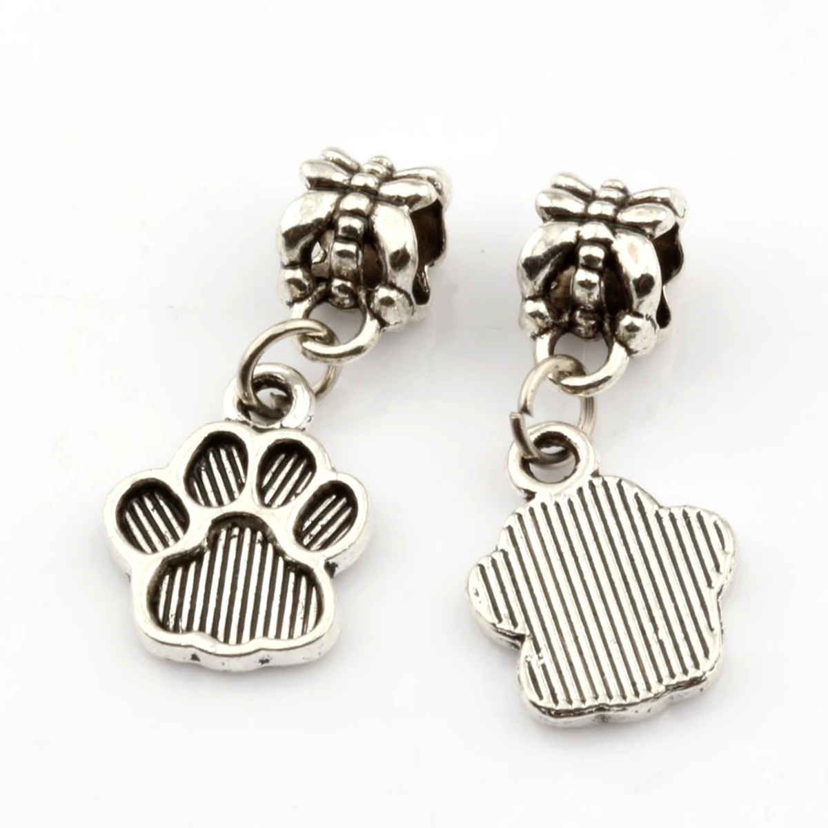 20Pcs Alloy Dog Paw Dangle Charms Pendant For Jewelry Making Findings 12x27mm ( nm264)