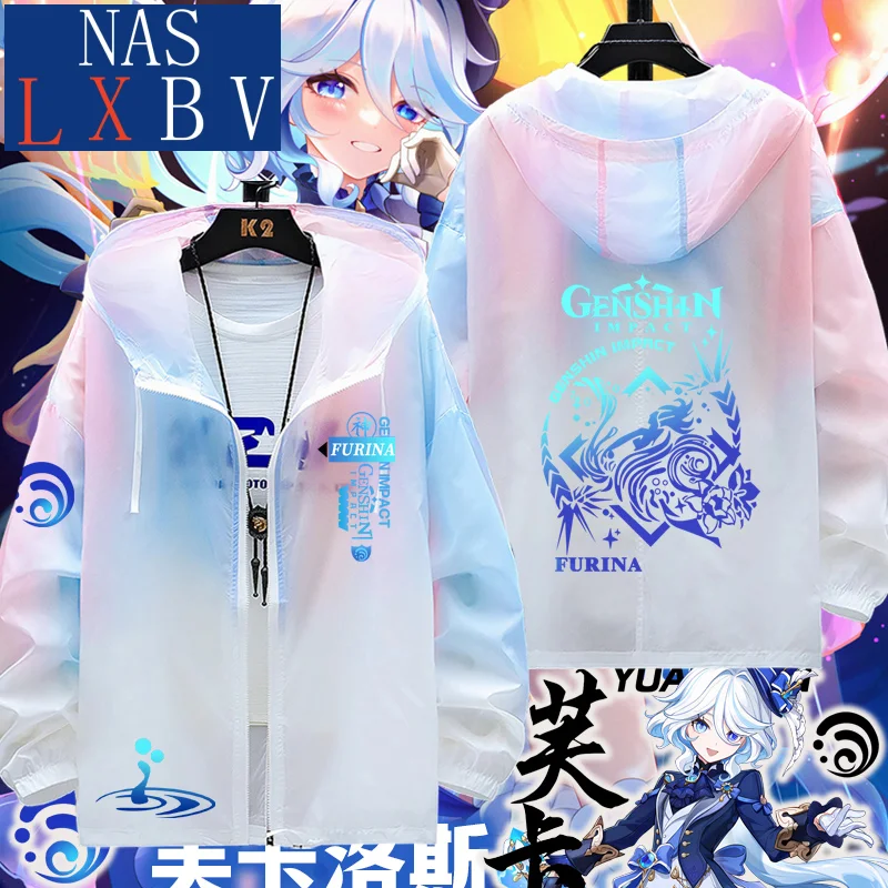 

Anime Genshin Impact Furina Cosplay Men Women Thin Sun-protective Clothing Cartoon Versatile Shade Clothing Birthday Gift