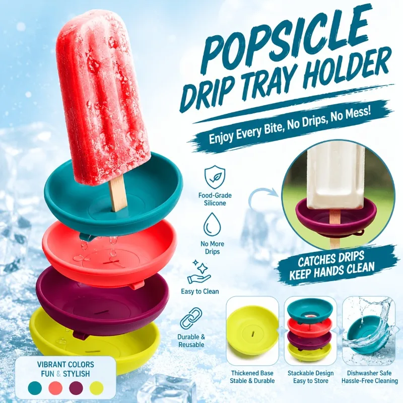 Summer Drip Free Proof Popsicle Holder Rack Anti-flow Ice Cream Bracket Anti-drip Tray Reusable Portable Popsicle Protectors