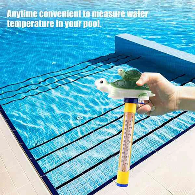 2023 Hot-Cartoon-Pool-Thermometer, schwimmendes Schwimmbad-Thermometer, für den Außenbereich, Innenbereich, Bad, Wasser, Teich, grünes Schildkröten-Thermometer