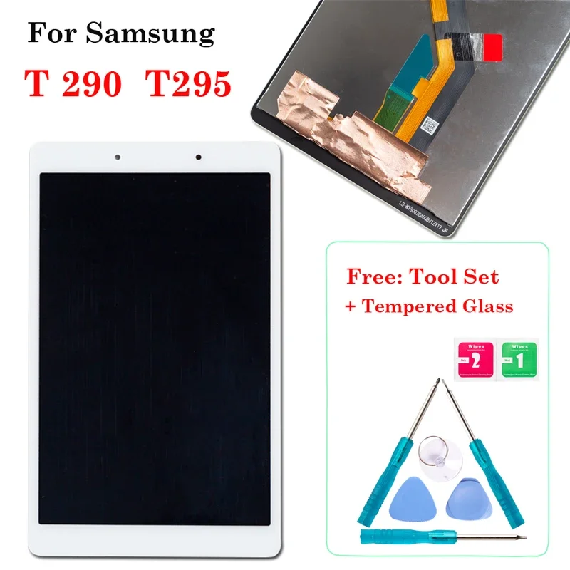 

ЖК-дисплей с сенсорным экраном для samsung galaxy tab a, 8 дюймов, 2019 дюйма, t290, t295, дигитайзер, стеклянная панель в сборе, инструменты из закаленного стекла