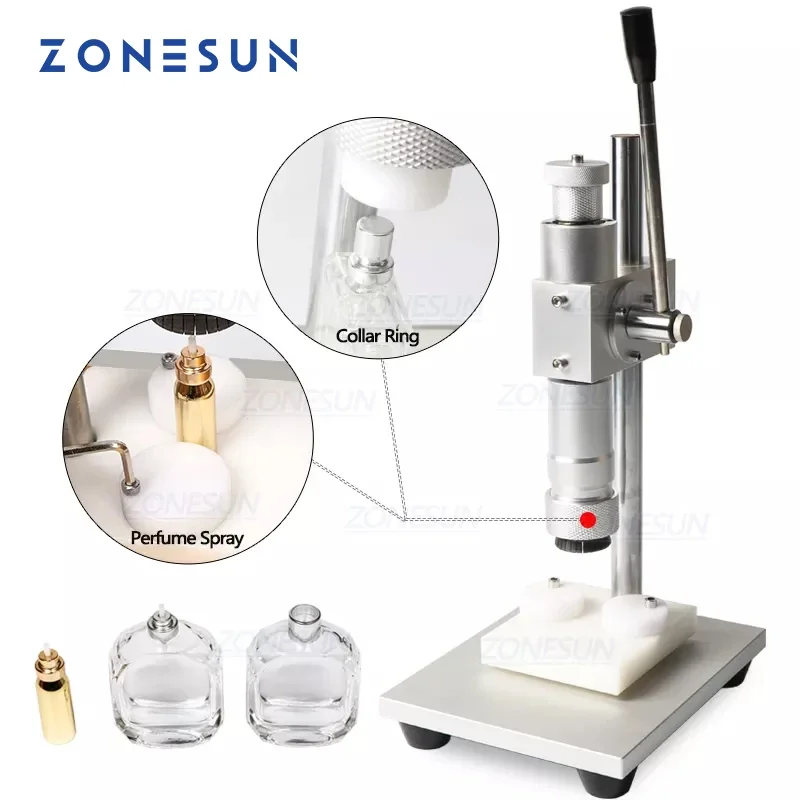 

ZONESUN Manual Crimping Machine Perfume Crimper Capper Metal Collar Cap Press Capping Machine Spray Crimper Seals ZS-TYG2