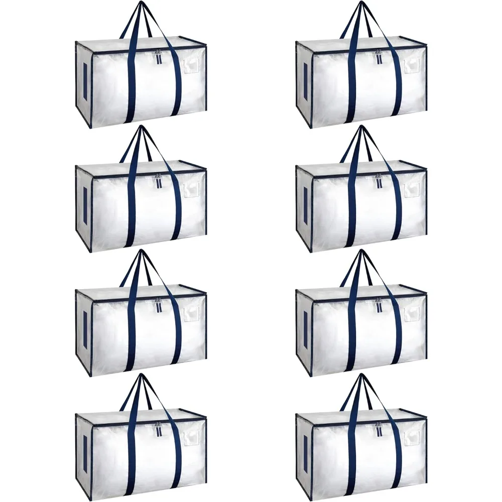 

HealSmart 8 Pack Large Moving Bags with Zippers & Handles, Moving Supplies with lids, Heavy Duty Totes for Space Saving, Fold Fl