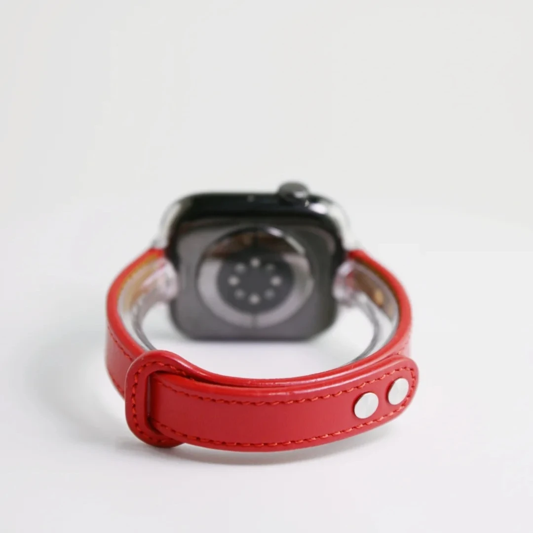 Schlankes Lederarmband für Apple Watch 9/8/7, kompatibel mit SE 6 5 4 Correa Girl Armband 40 mm 44 mm 38/42 mm 49 mm Armbandzubehör