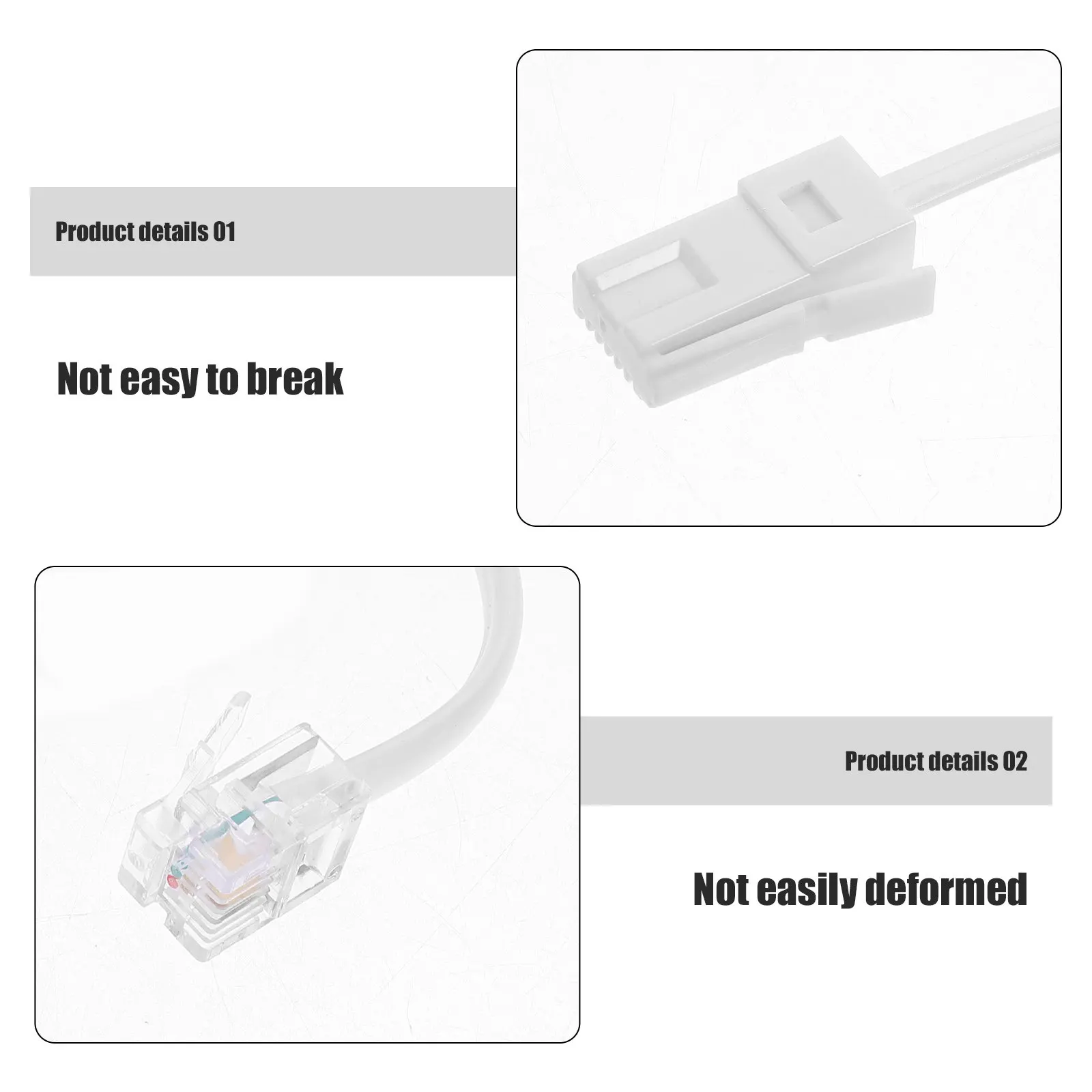 British Wire Extension Long Telephone Cable for Landline Home Phone Line Modem Cable