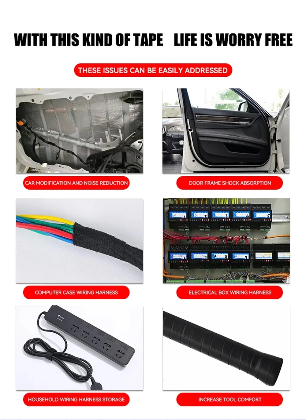 Hitzebeständiges Isolierband, wasserdichter Kabel-Organizer, Stoff, Stoffwickel, Isolierung, automatischer Kabelbaum, selbstklebender Bündelhahn – Detail 5