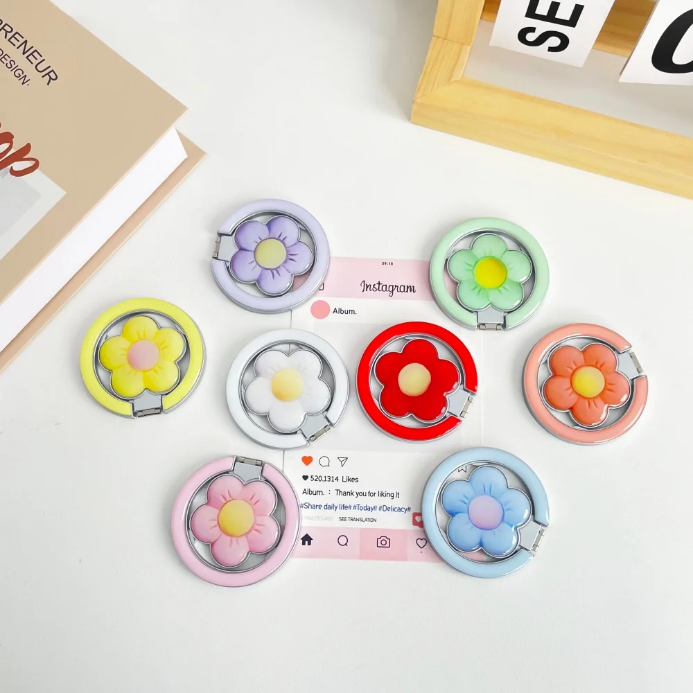 

Elegant Colorful Flower Magnetic Stand For iPhone 18 17 Samsung For MagSafe Expandable Phone Holder Foldable Ring Support