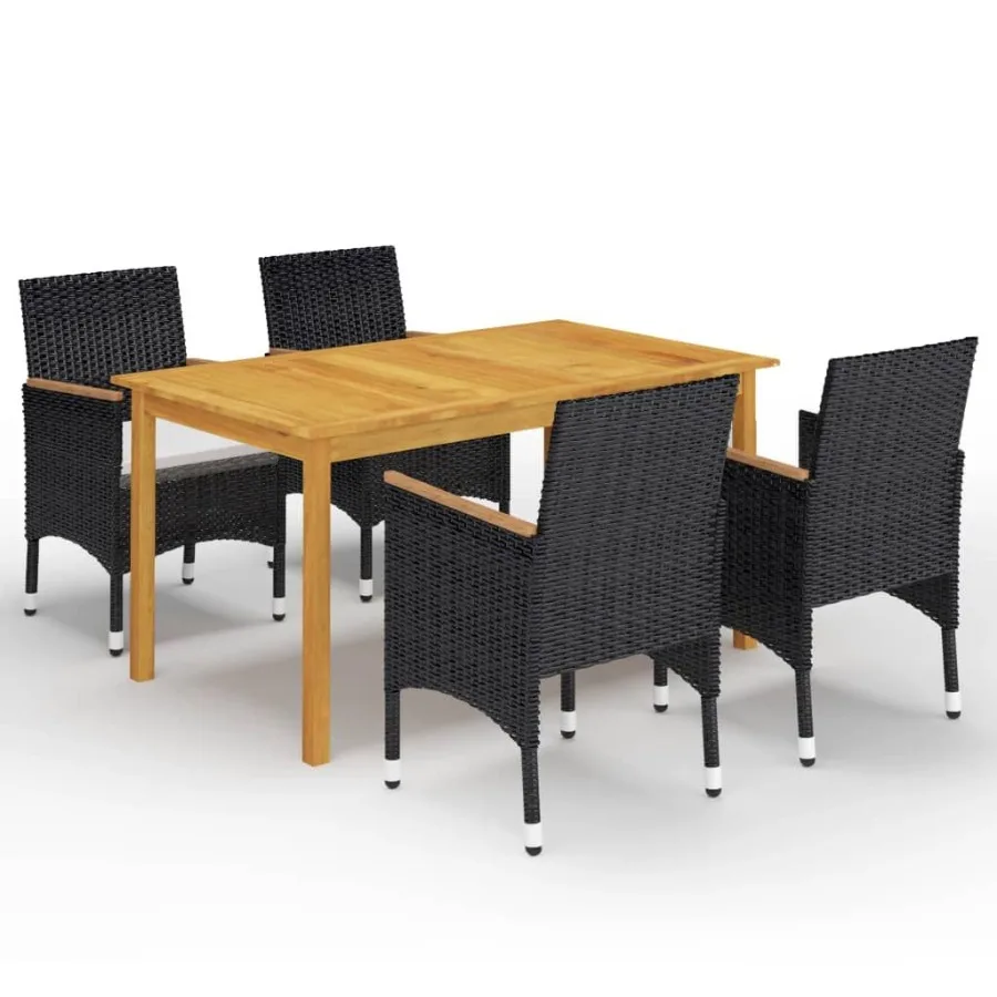 

5 Piece Patio Dining Set Black
