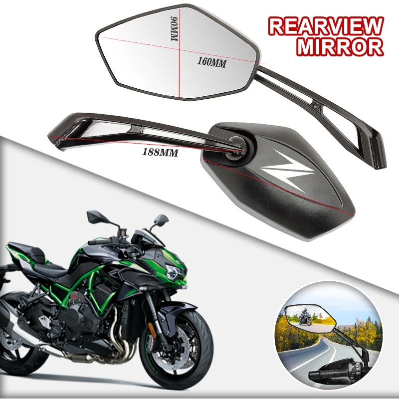 Espejos retrovisores modificados para motocicleta, accesorios de aleación ABS para Z Z400 Z900 Z800 Z750 Z650 Z300 zzr Z Z Z900 Z800 FZ6 FZ6R, 2 uds.