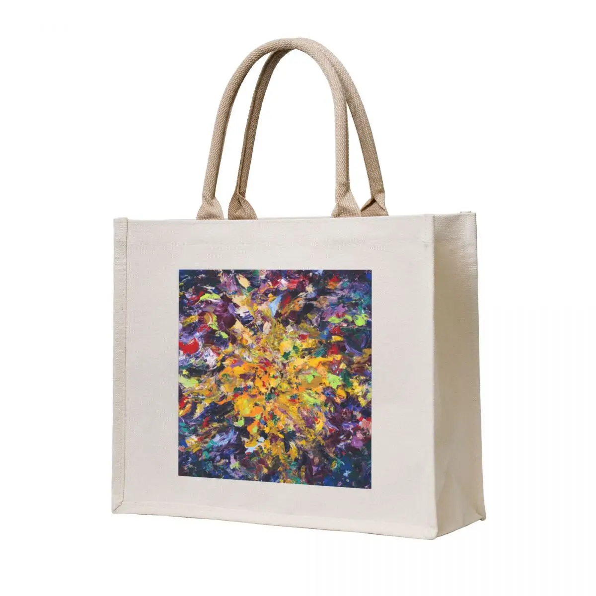

Burst, Expressive Abstract Landscape, Purple & Yellow Painting by Courtney Hatcher Tote Bag Portable shopping bag canvas tote