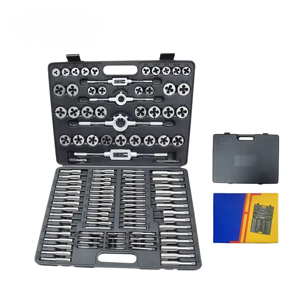 

110 Pcs Metric Tap and Die Set Threading Kit with Taps Dies Wrenches for Bolt Repair and Metalworking in Plastic Storage Case