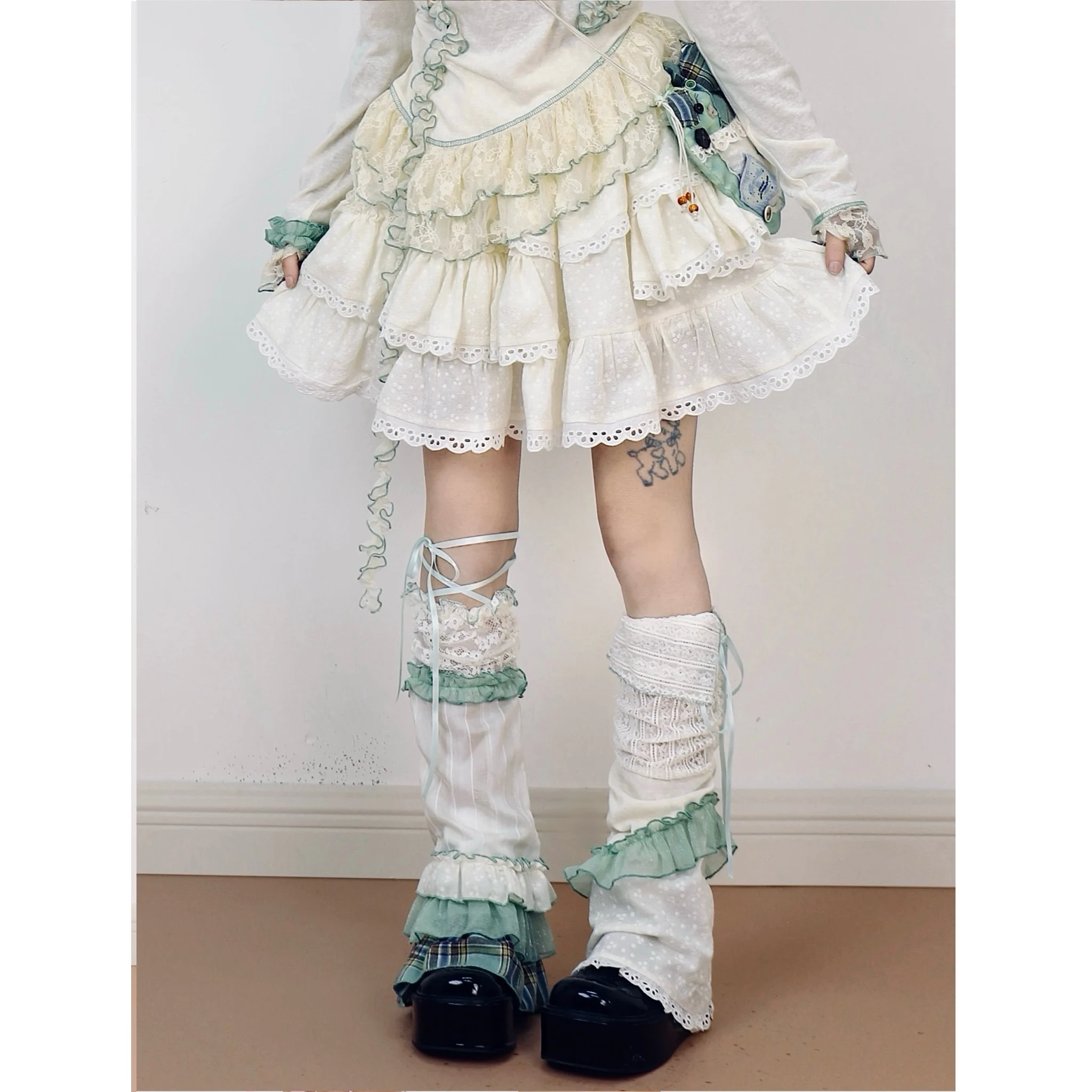 Original Japanese Lo Pink Leg Cover Spring and Autumn New 2025 Subculture Y2k Leg Cover Girl's Sweet Cute Lace Leg Warmers