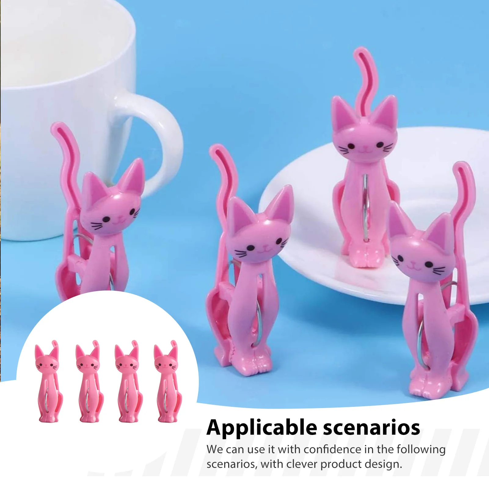 

4pcs Cartoon Sealed Clips Cute Cat Shaped Plastic Sealing Clip For Food Seasoning Package Snack Candy Creative Sealing Clips