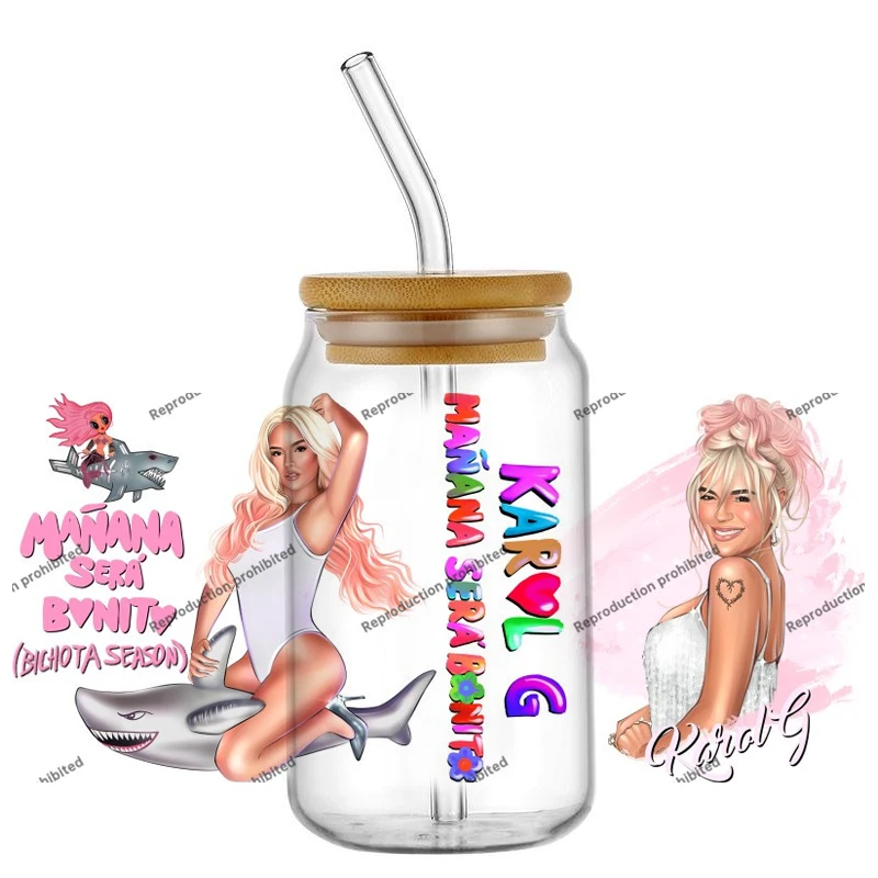 famous Rap singer UV DTF Cup Wrap Cartoon Libbey Glass Beer Can Tumbler Transfer Stickers Waterproof Permanent Adhesive