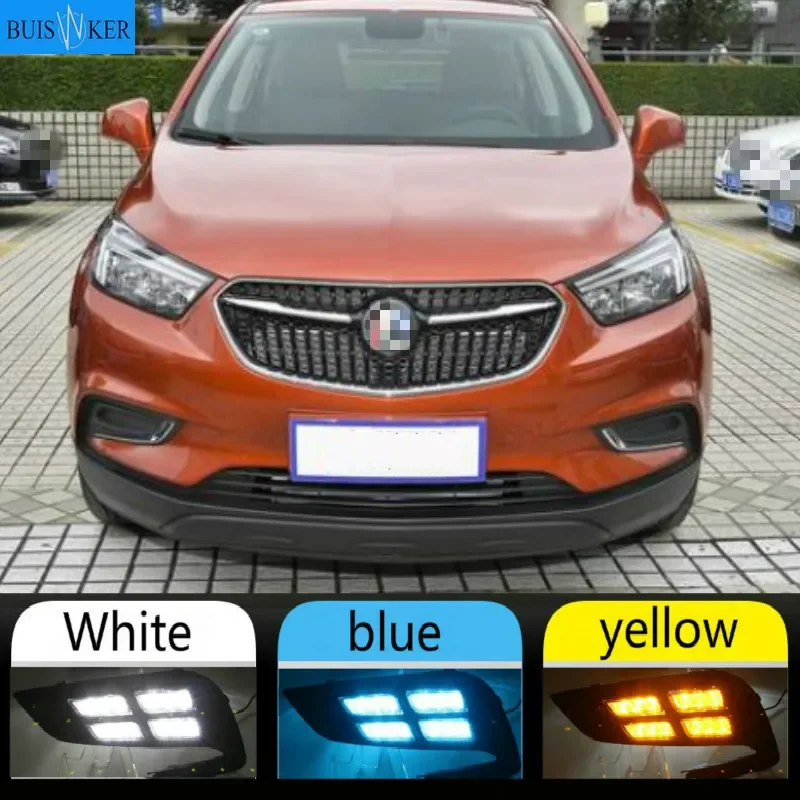 

1 set For Buick Encore Opel Mokka 2017 2018 12V ABS LED DRL Daytime Running Lights Daylight With Turn Yellow Signal