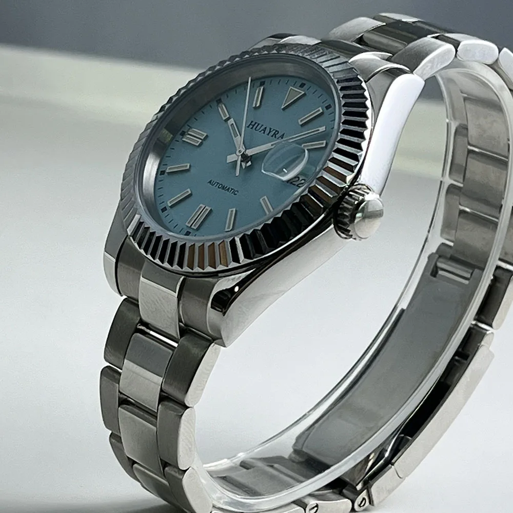 HUAYRA Men's Gift New leisure men's mechanical NH35 Movement automatic watch Stainless steel men's Sport blue dial waterproof