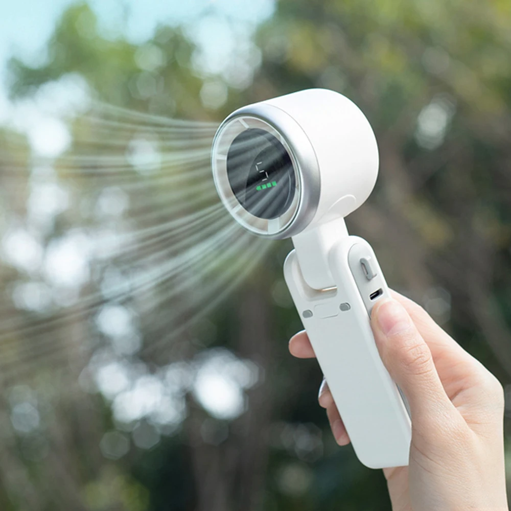 Handheld Turbo Fan Portable Foldable Cooling Fan with 5 Gear Wind, Rechargeable Desk/Neck Fan for Travel Camping Working