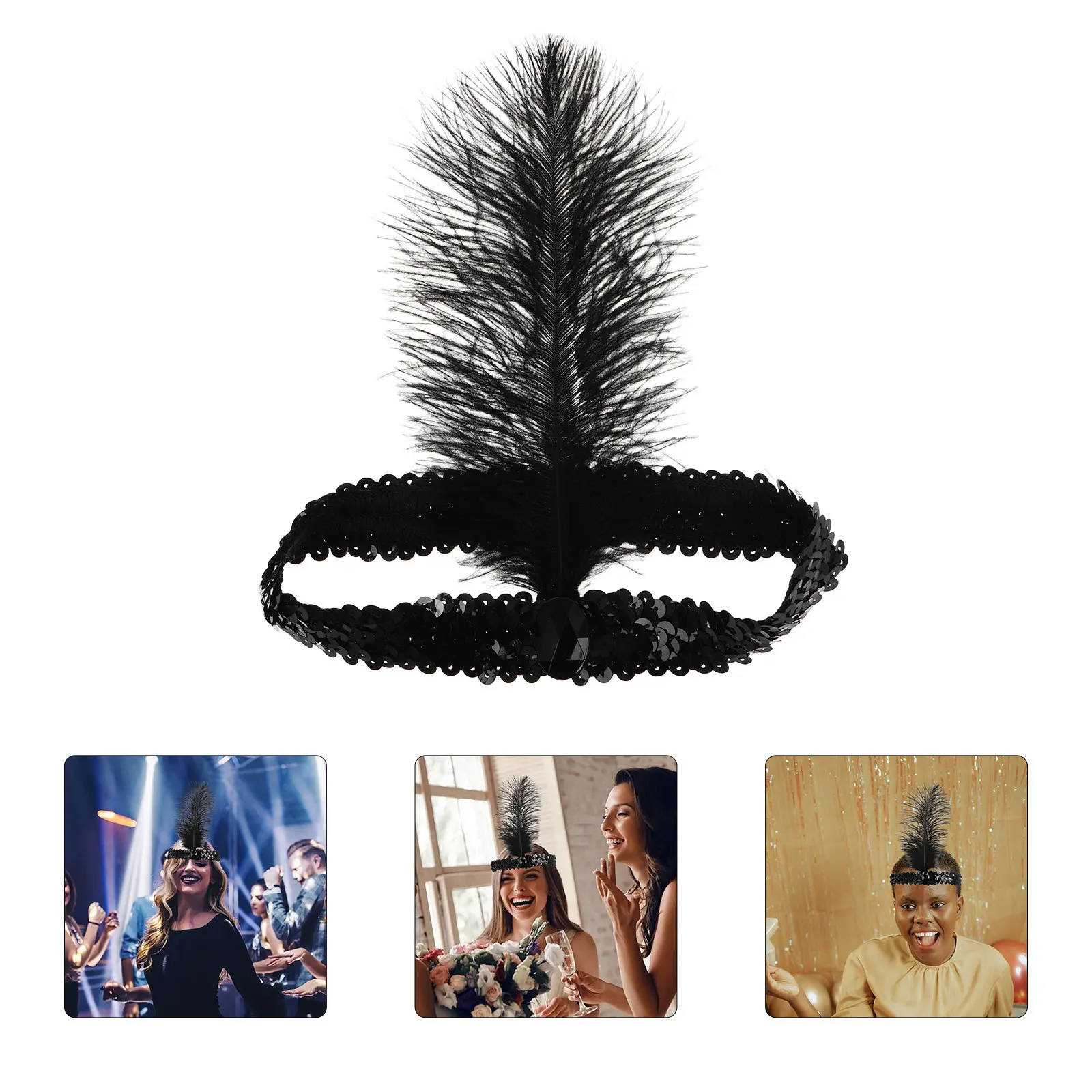 

Colorful Plume Headband Elegant Party Hair Accessories Wedding Tea Party Fascinator Carnival Headwear for Women