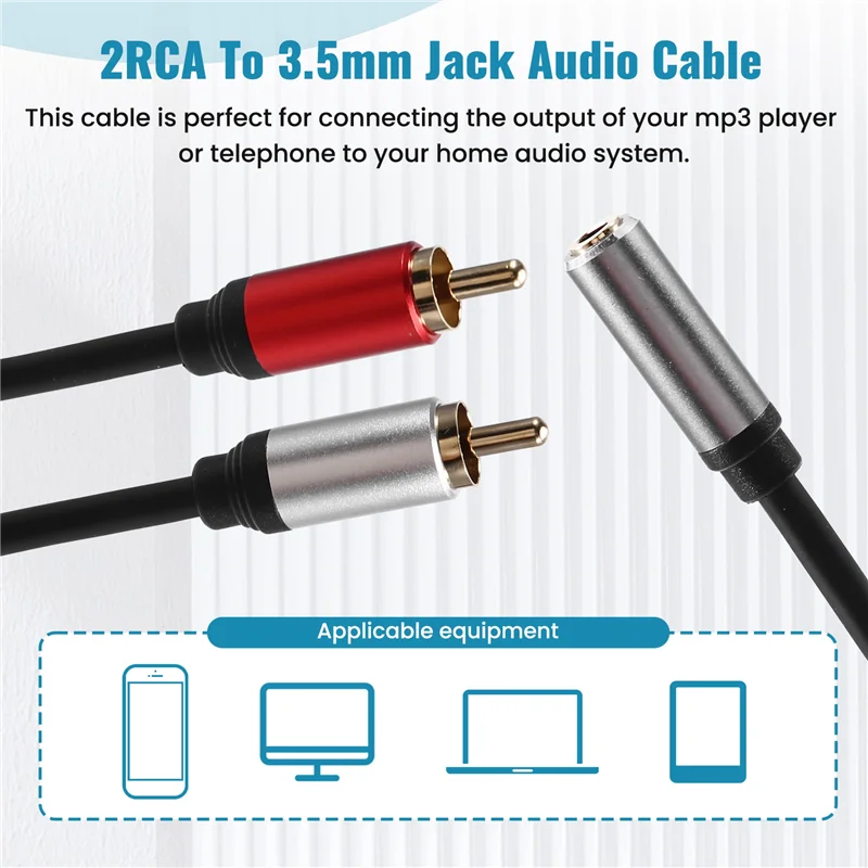 AED6-RCA Cable 2RCA Male To 3.5Mm Female Audio Aux Cable 3.5Mm Jack Rca Cable For MP3 Phone Home Theater DVD 2RCA Audio Cable