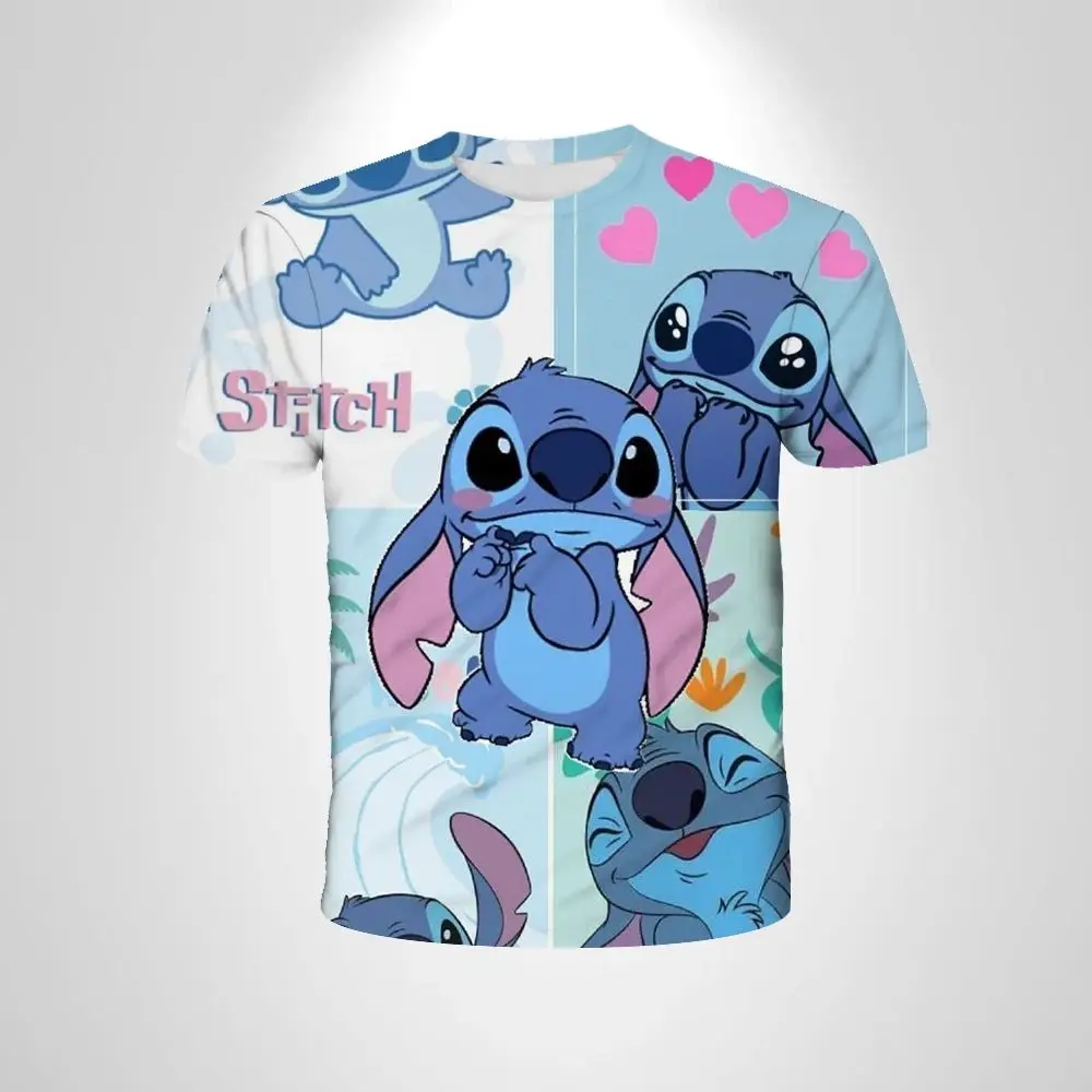 

Детская футболка Kawaii Stitch, детская одежда для девочек, футболки для малышей, детская одежда, лето 2025 г., детские футболки с короткими рукавами и героями мультфильмов для мальчиков