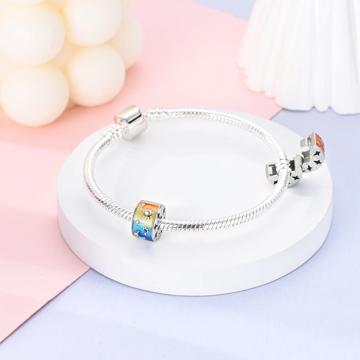 925 Silver Blue Summer Earth Sun Moon Charms Fit Original Bracelet Necklace DIY Beads For Jewelry Making