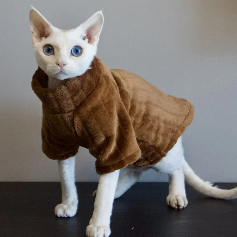 

New Sphynx Cat Sweater Two-legged Soft Baby Shirt for Hairless Cat Winter Warm Solid Color Cornish Sweater Pet Kitten Clothes