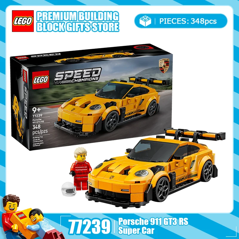 

Lego Block Racing Series 77239 Porsche 911 GT3 RS Суперкар-головоломка, строительные блоки, детская игрушка в подарок