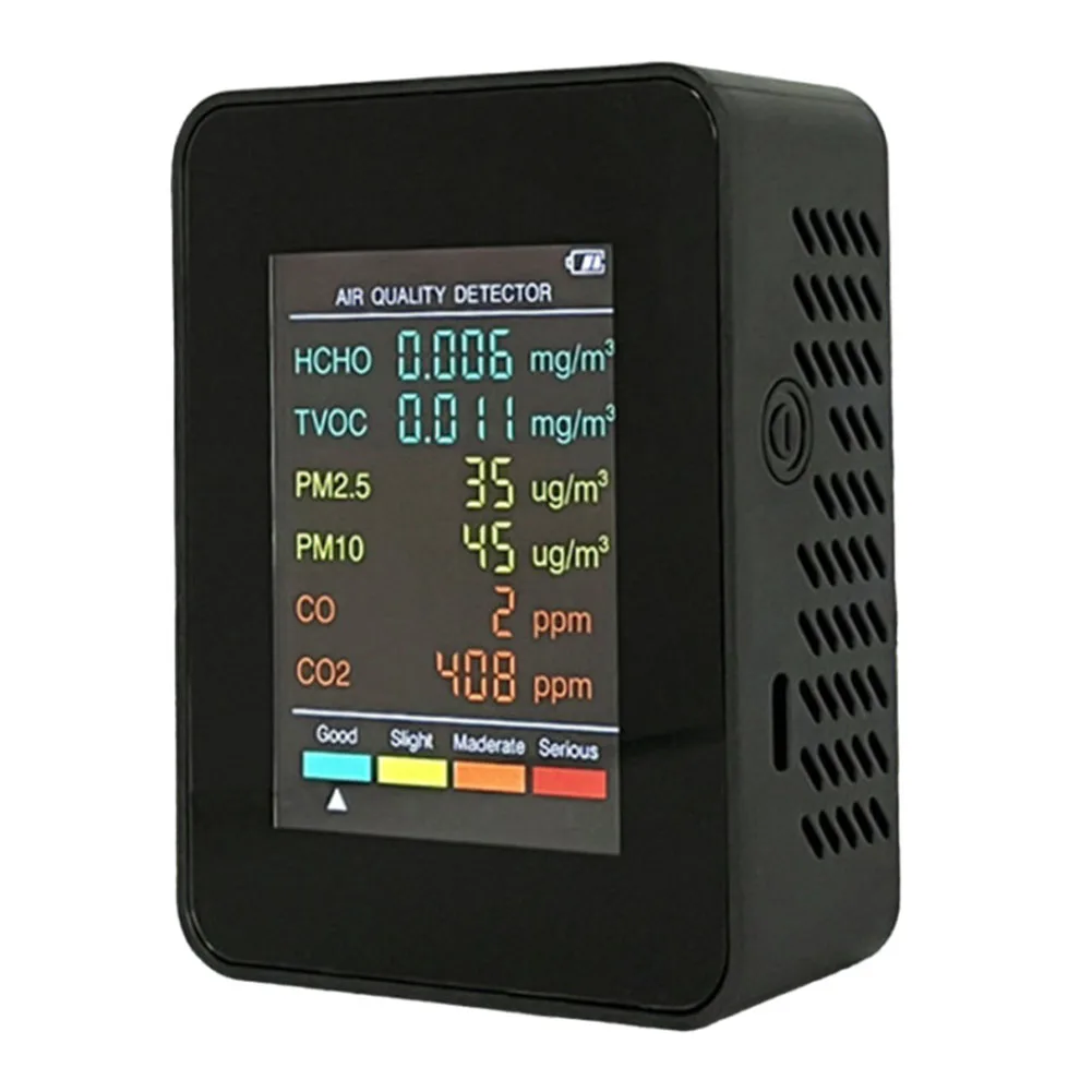 Home Air Quality Monitor Air Quality Monitor Humidity Monitoring Real-time Readings Rechargeable Battery TVOC Detection