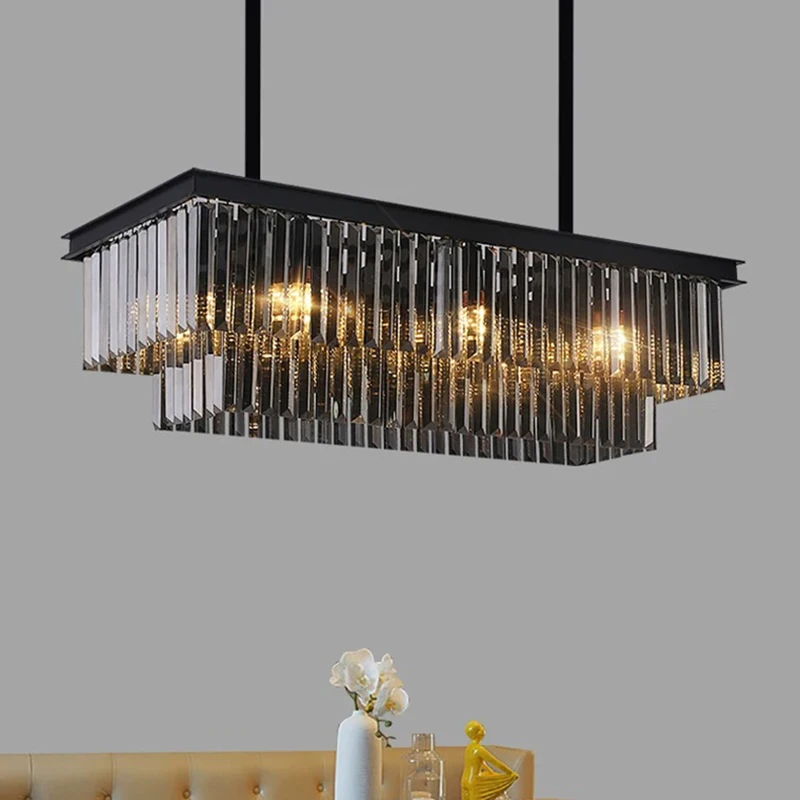 

2025 Modern black and gold home Crystal LED chandelier decoration luxury lustre Hardware Suspended ceiling luminaire
