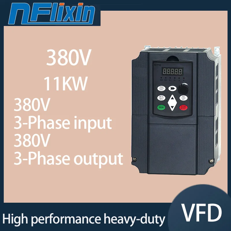 

VFD Inverter 1.5KW-11KW Frequency Inverter 3P-3P 380V Output Frequency Converter Variable Frequency Drive