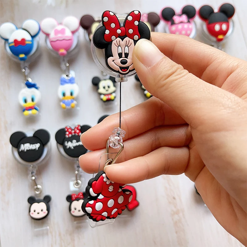 أنيمي ميكي ماوس ميني قابل للسحب معرف شارة حامل ممرضة طالب بطاقة الهوية كليب شارة حامل اكسسوارات هدايا عيد الميلاد #4