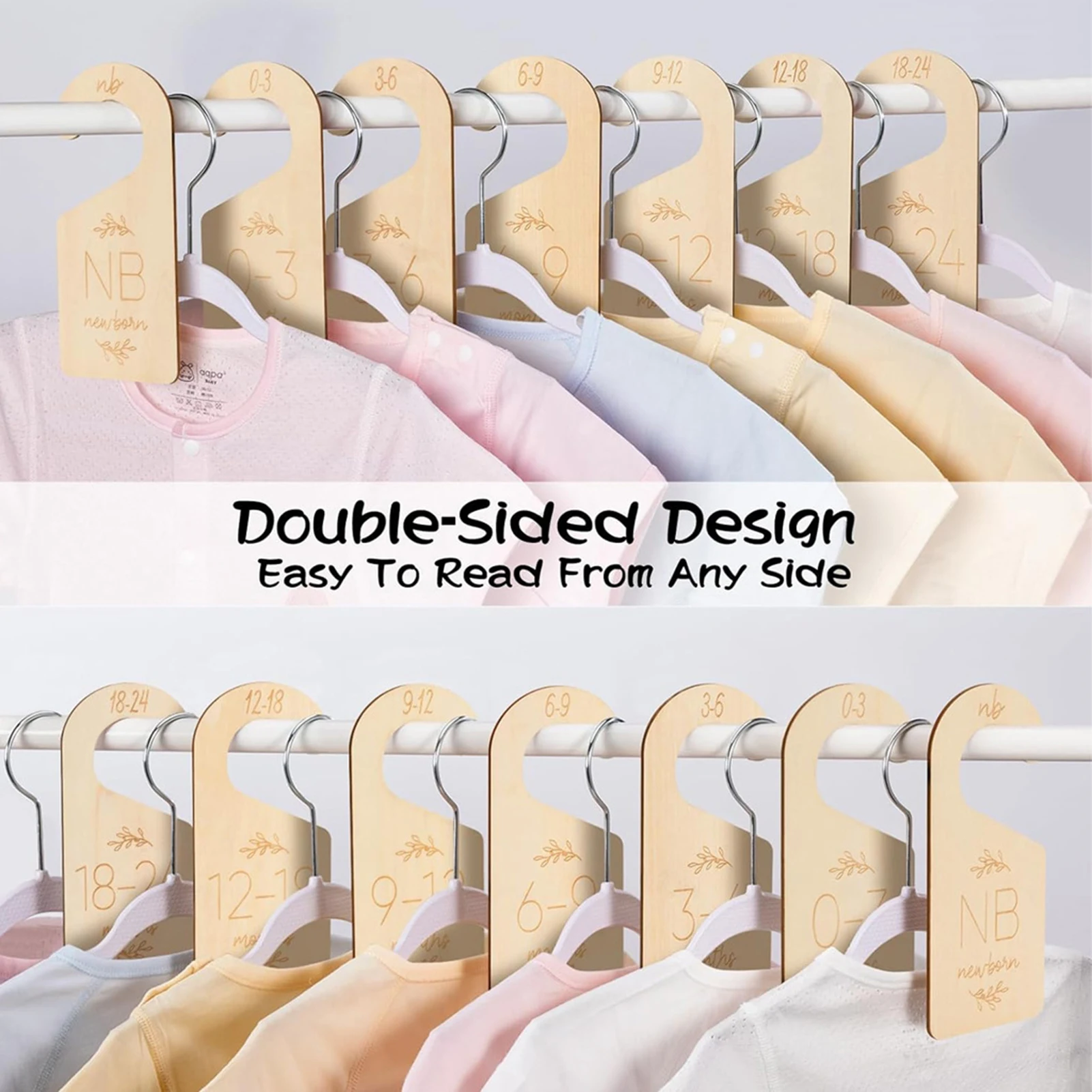 7pcs Wood Baby Closet Dividers From Newborn To 24 Months For Bedroom Closet Wooden Clothes Organizers For Baby Clothing Decor