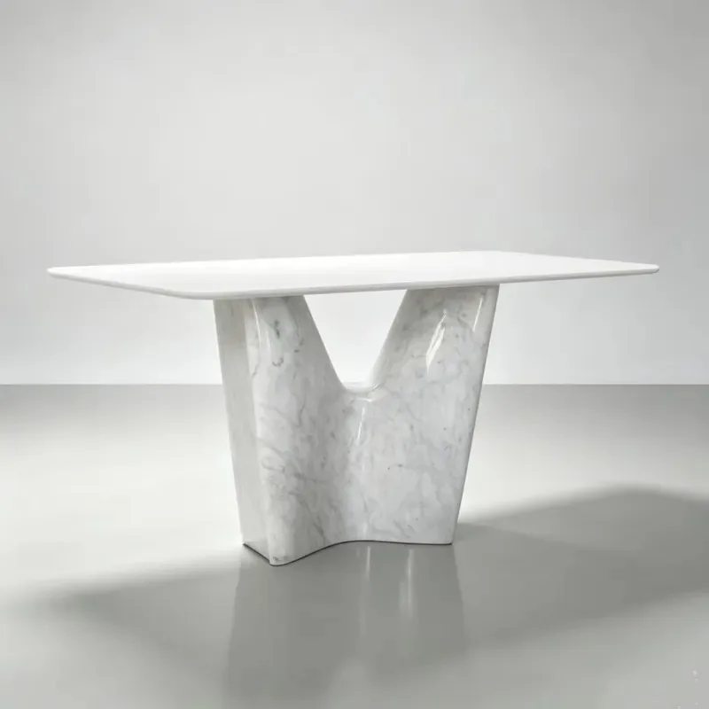 Caracatta White Marble Carved Dining Table Base Irregular Solid Marble Legs Luxury Villa Furniture