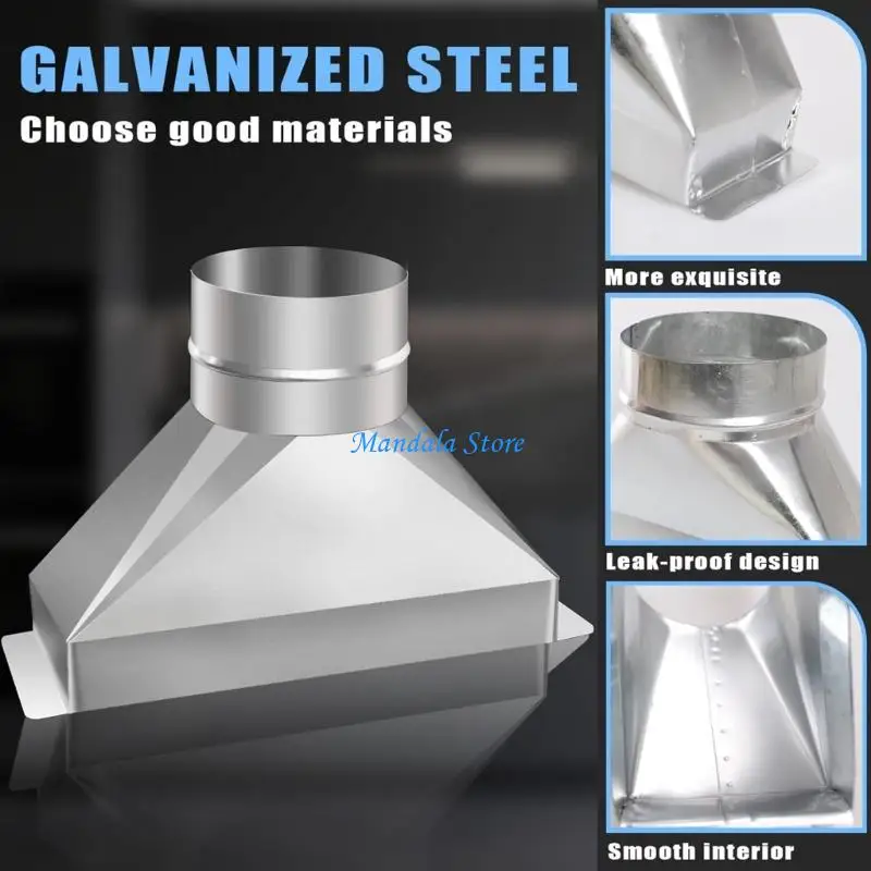 U2JC قناة انتقال عادم الميكروويف 3.25x10 إلى 4 بوصة موصل فولاذي مجلفن مستدير مع شريط التثبيت والقفازات #3