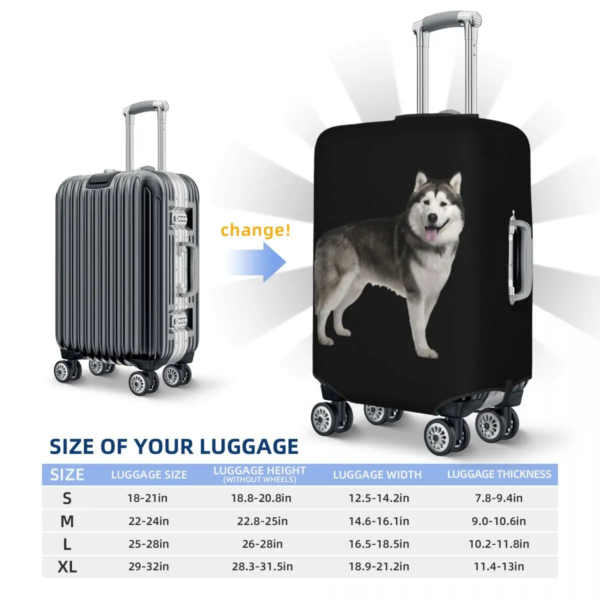 Custom Funny Siberian Husky Luggage Cover Protector Dust Proof Alaskan Malamute Dog Travel Suitcase Covers