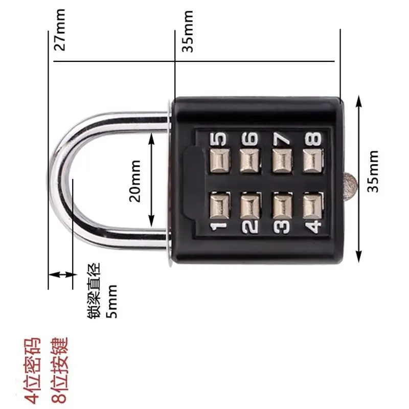 Metal Color Key Blind Mechanical Password Padlock Gym Lock Luggage Bag Backpack Padlock - No Key Needed