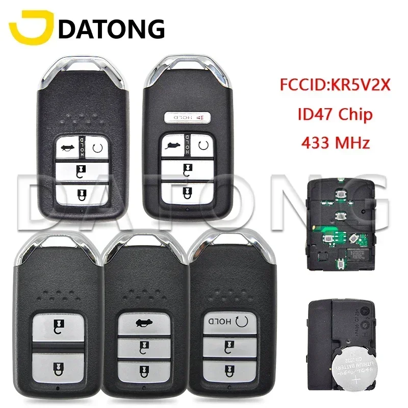 Datong World سيارة مفتاح تحكم عن بعد لهوندا صالح مدينة Greiz Jazz XRV Venzel HRV CRV 433MHz ID47Chip KR5V2X بطاقة القرب