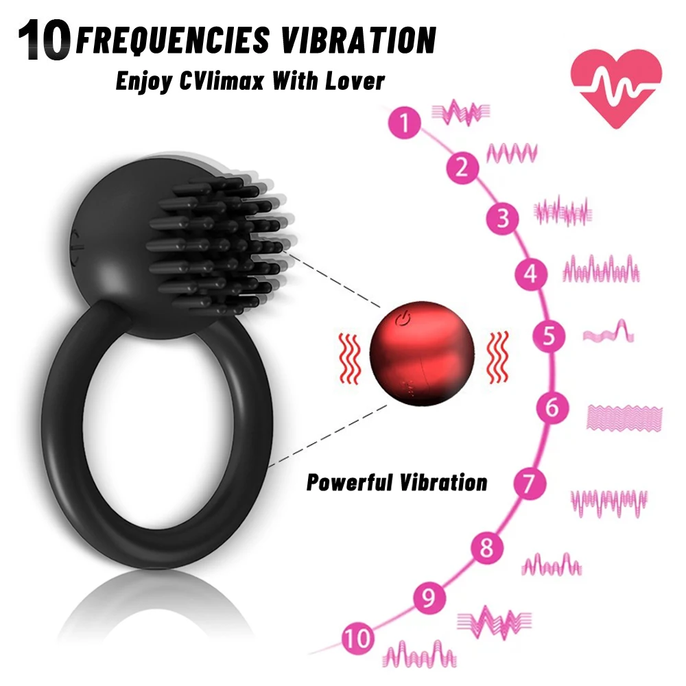 10 Frequency Vibrator Cockring Penis Cock Ring on for Man Delay Ejaculation Sex Toys for Men Couple Rings Penisring Toy for male