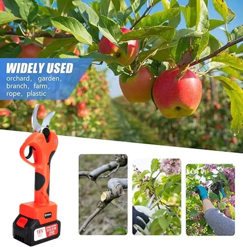 

Batteries Ratchet Bypass Folding Hedge Shears for Fruit Trees Vineyards Plastic Portable DIY Electric Pruner 40mm Screen 3.0Ah