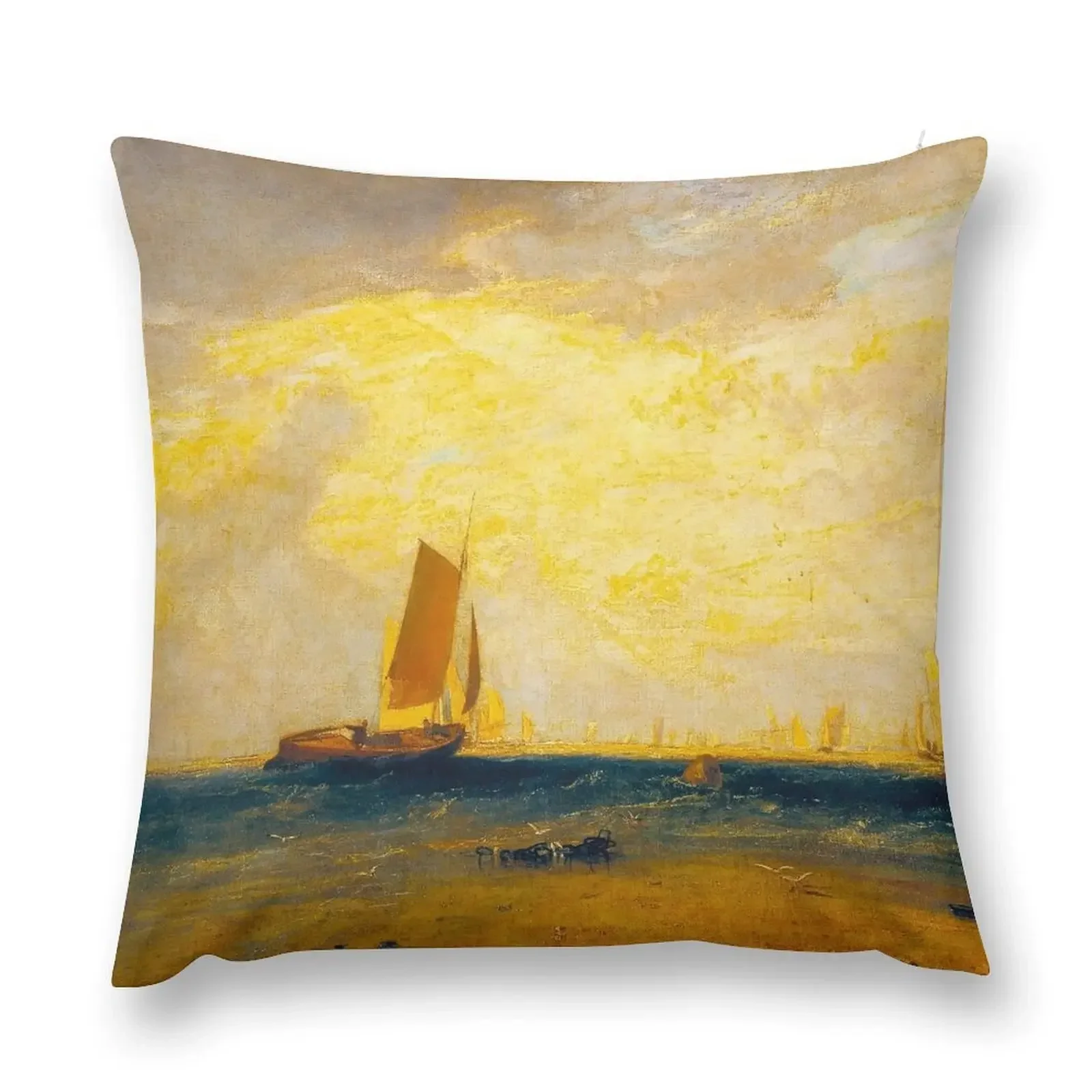 HD Fishing upon the Blythe by Joseph Mallord William Turner Throw Pillow Sofa Cushion christmas supplies pillow