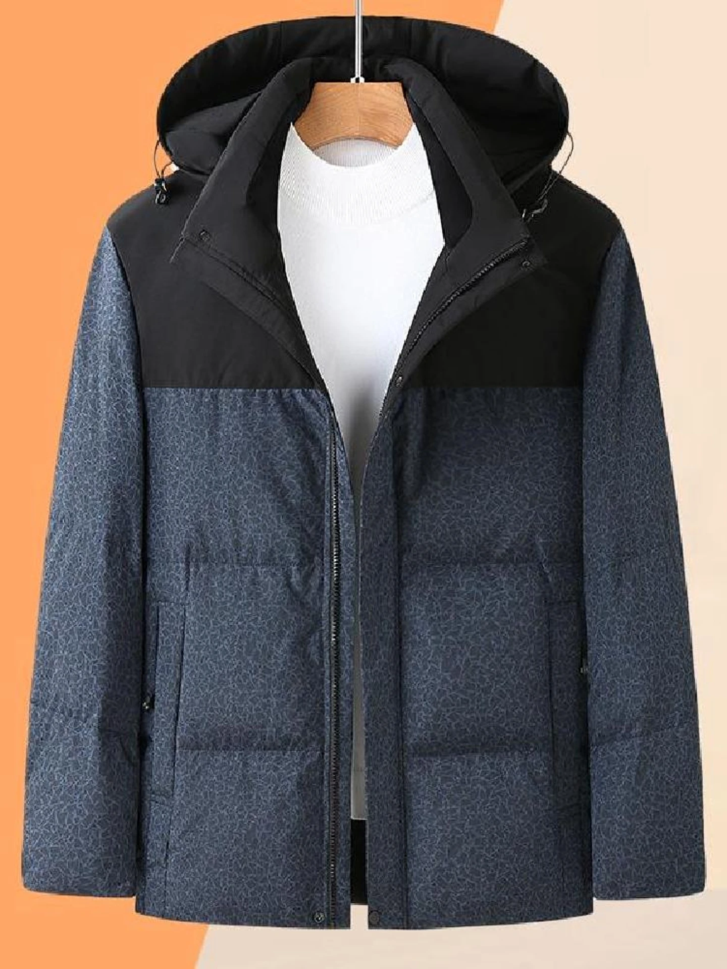 

Men's Faionable Versatile Thiened Warm down Jaet Coat Large Size Winter Upper Apparel Ci Casual Wear White Goose down