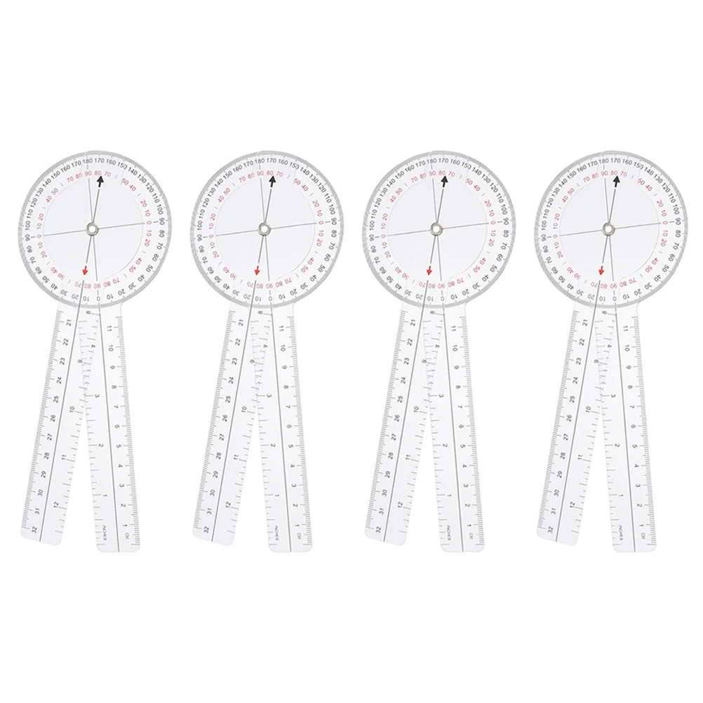4pcs Plastic Angle Protractor Rotatable Goniometer Ruler Portable Measuring Tool For Math Geometry Drafting Education Scale