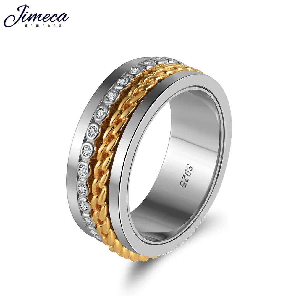 

925 Sterling Silver spinner ring for men Stress Relief man's ring Rotatable band ring Size 9 10 11 12 Cool jewelry accessory