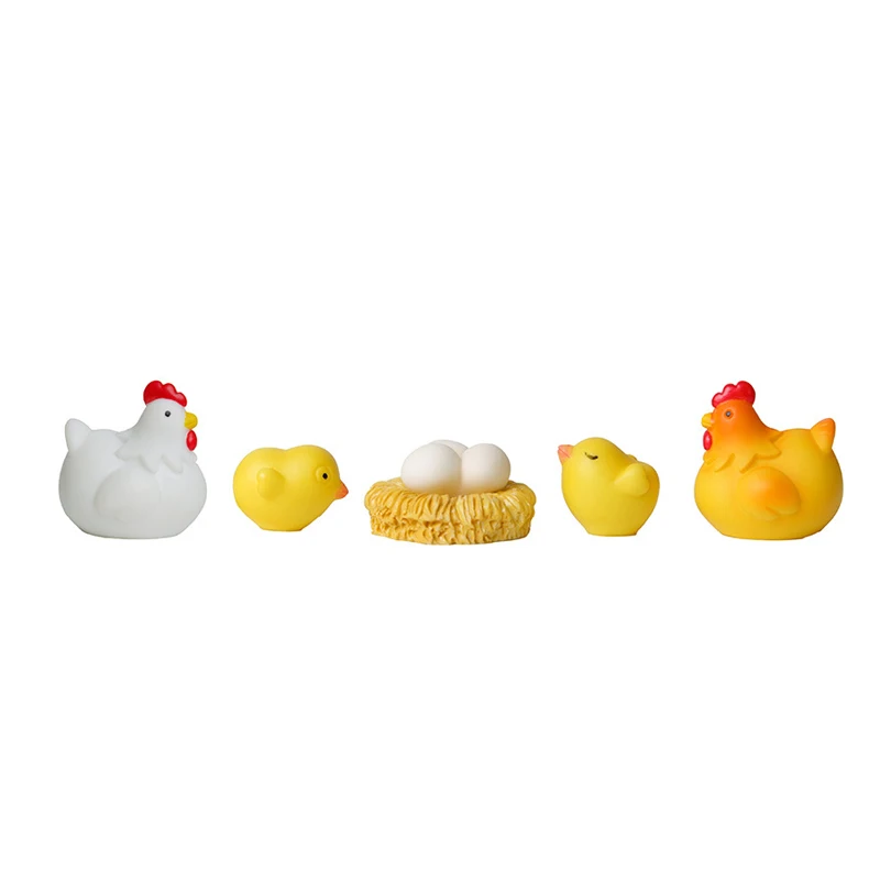 6 pz/set Gallina Bianca Uova di Pollo Figura Animale Pulcino Giallo Modello Casa/Scrivania/Decorazione Della Torta Rara Limite Raccogliere Giocattolo Regalo per Il Capretto