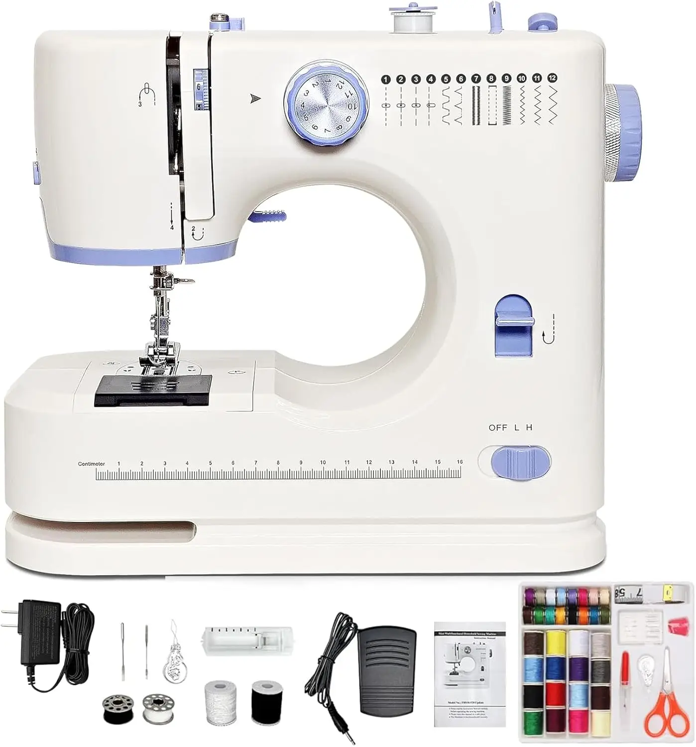

Beginner Sewing Machine with 12 Stitches, 2 Speeds, Foot Pedal & LED Light - Accessory Kit Included