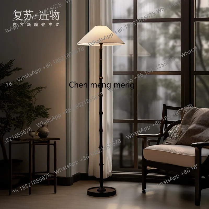 Floor lamp, retro Zen living room, vintage high-end bedroom upright table lamp