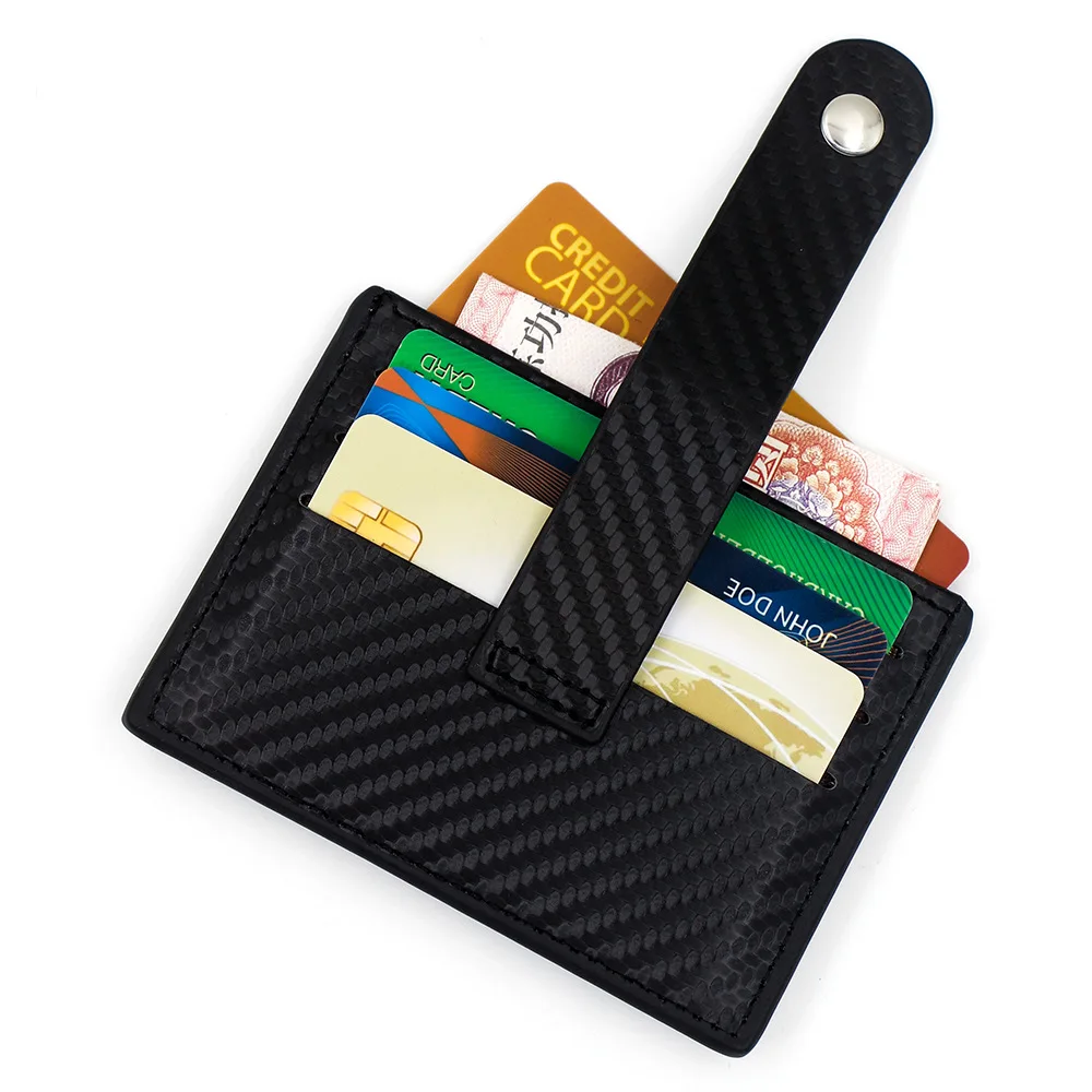 Tarjetero de cuero PU con patrón de fibra de carbono para hombre, funda para tarjeta de crédito, billetera para tarjeta de identificación, nueva moda