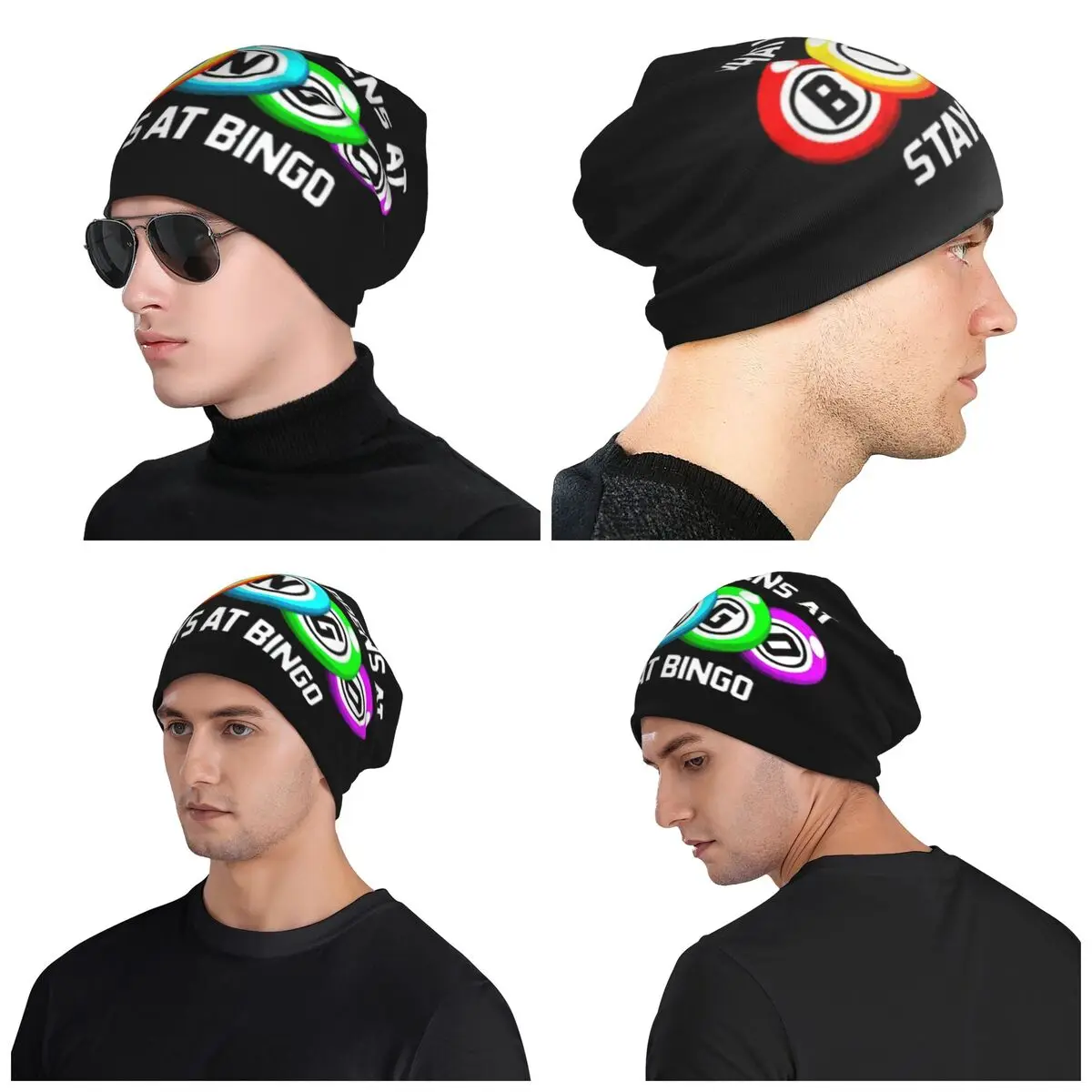 

What Happens At Bingo Unisex Adult Beanies Caps Knitted Bonnet Hat Warm Hip Hop Autumn Winter Outdoor Skullies Hats