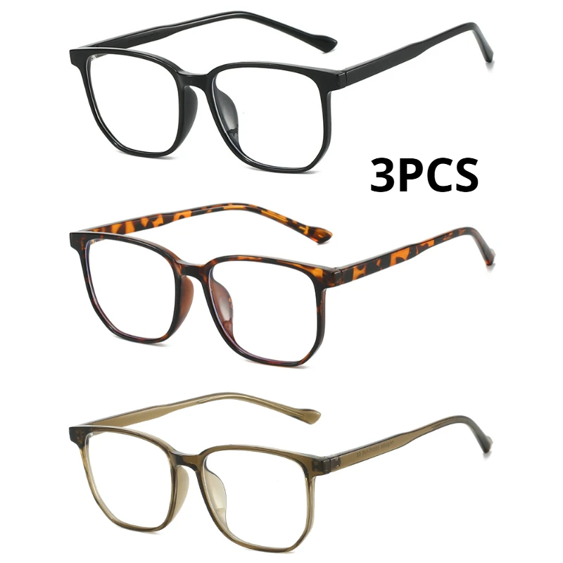 3 قطعة نظارات مربعة لحجب الضوء الأزرق للرجال TR90 إطار خفيف مضاد للأشعة الزرقاء نظارات كمبيوتر كلاسيكية للنساء #1