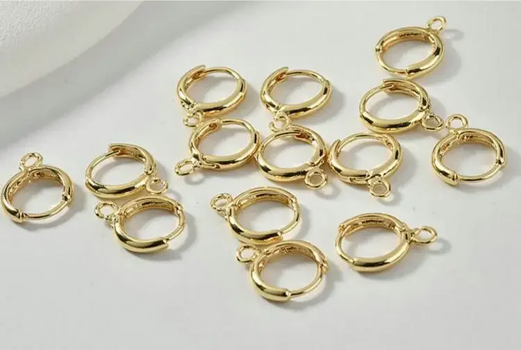 Picture 5: 10PCS 14MM 14k Gold Color plated Round Earring Clasps Hooks For DIY Earring Accessories jewelry making supplies
